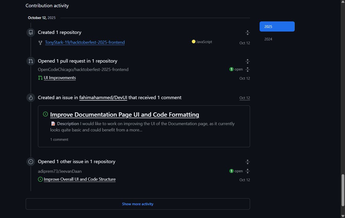 iamaditya_3's tweet image. Day 81 of #100DaysOfCode

Worked on the project assigned yesterday — added UI improvements (especially footer) &amp;amp; improved code organisation.

Created a PR for my contributions.

Also explored more open-source projects &amp;amp; created 2 issues.

#OpenSource #Hacktoberfest #DevCommunity
