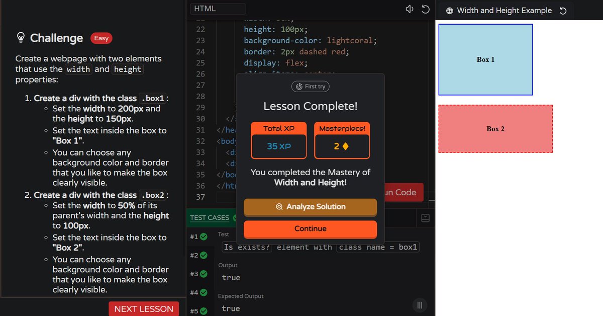 MoniTechCodes's tweet image. Day 69
Practiced Java comparison operators and CSS sizing today.
It’s not about speed — it’s about steady, mindful progress. 💪
#30NitesOfCode #100DaysOfCode #Frontend #Java #CSS 
codedex.io/community/30-n…