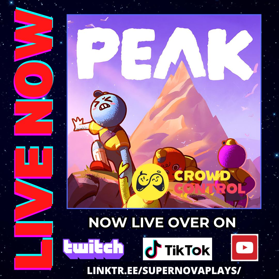 🔴LIVE NOW🔴 Join us tonight for a special charity stream where you can effect our game of PEAK. Use crowd control to spawn, effects and more. See you there! twitch.tv/supernovaplays/ #varietystreamer #ukgamer #gaming #gamestream #gamingcommunity #funnygaming
