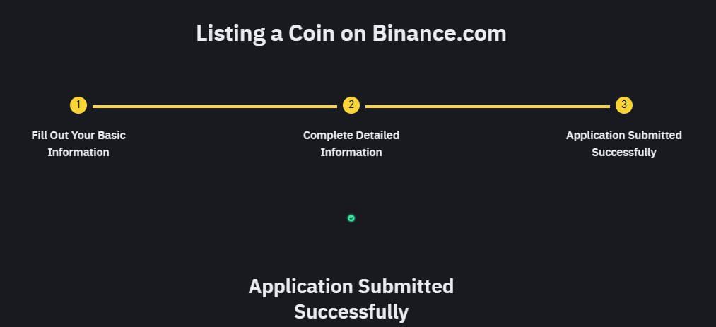 $BSC has officially submitted the <a href="/binance/">Binance</a> listing application form. 

The Binance Super Cycle (is real)