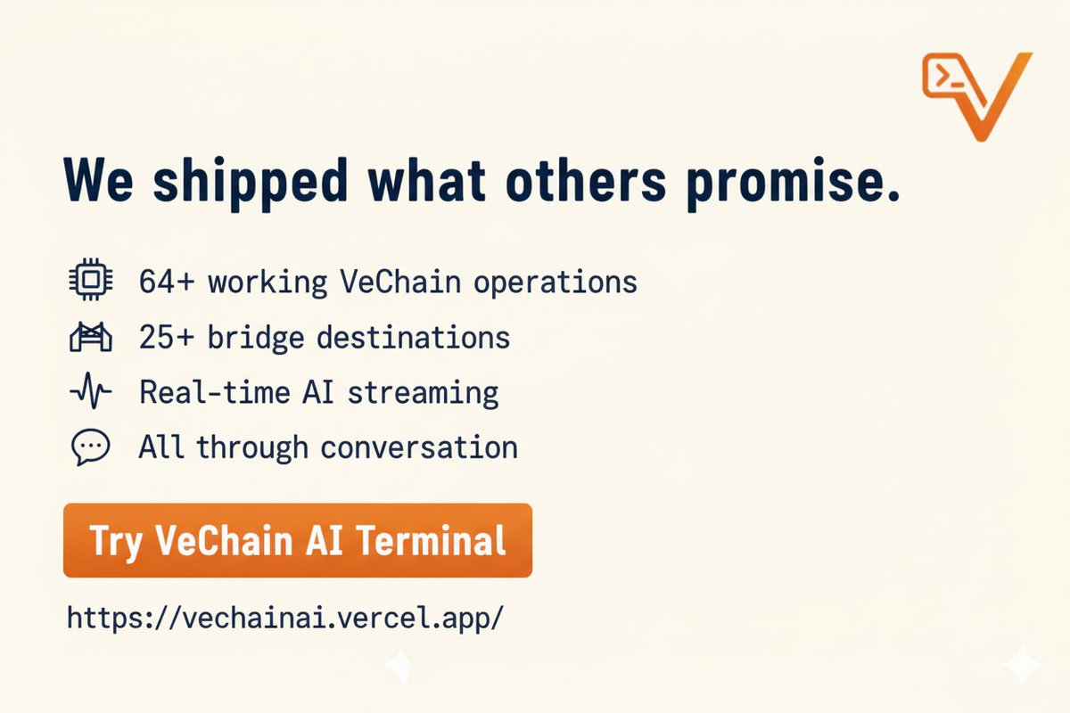 VechainAI's tweet image. We Shipped what other promise. 
TRY VECHAIN AI TERMINAL NOW!
vechainai.vercel.app