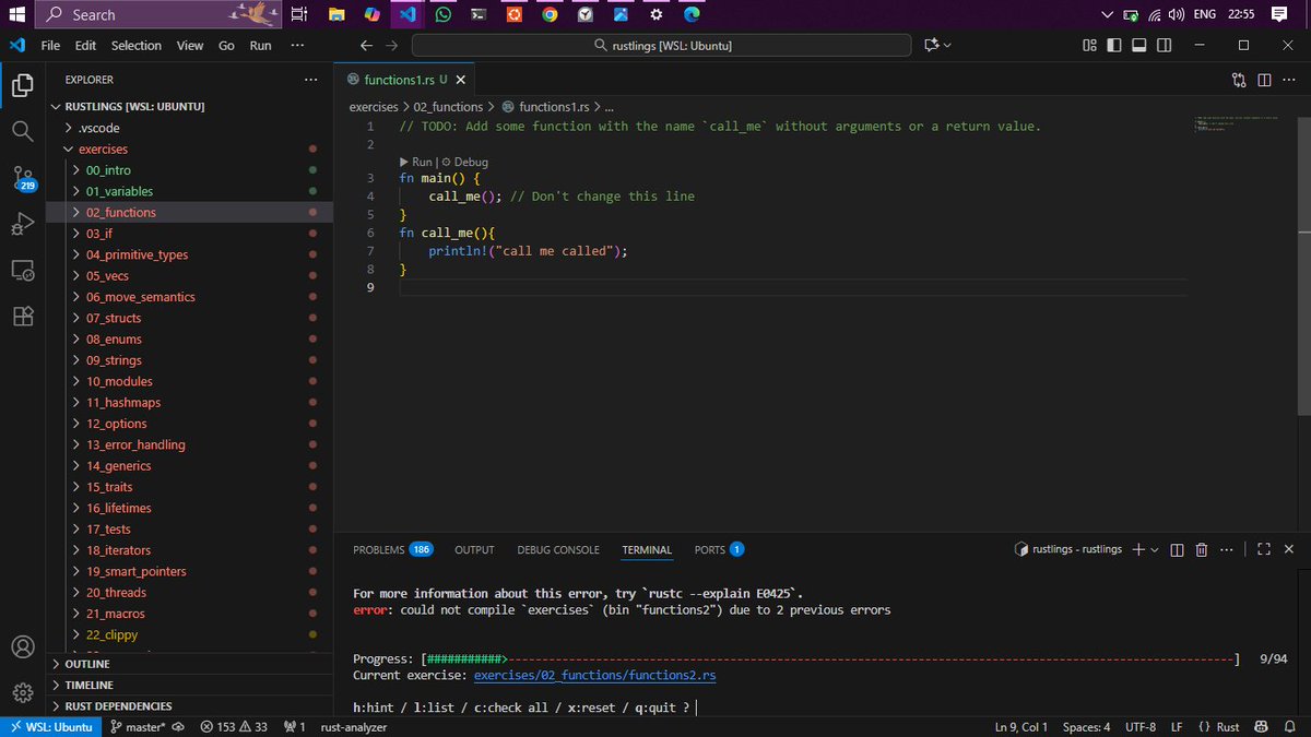 Ultr0nX_'s tweet image. 4 / 300 🔒
Spent ~4h 20m  on Rust🦀
Explored string slices, array slices, string literals, and the slice type in Rust -&amp;gt; completed Ownership concept (CH-4) in Rust.
Also started Rustlings — setup done ✅ and completed exercises on variables.
Daily — maximum effort 🔁
#Rust #Web3