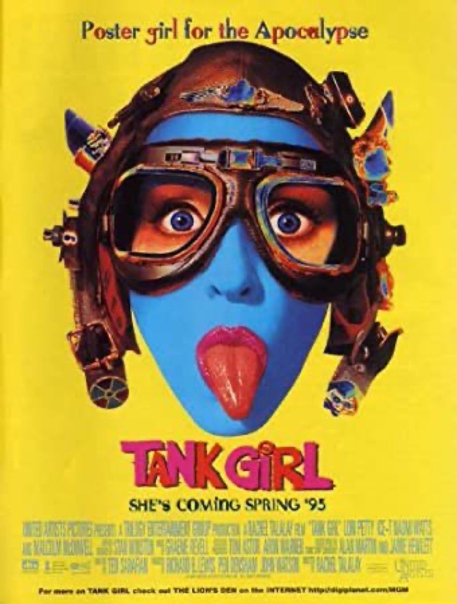 GabeCrate's tweet image. ☢️#34. Tank Girl, 1995. Falling short of its anarchistic comic book source material, this frustratingly  uneven #postapocalyptic comedic romp could probably still become your favorite movie. #LoriPetty kills it. #TankGirl #sexpositive #punkhero 3.5/5 ☢️