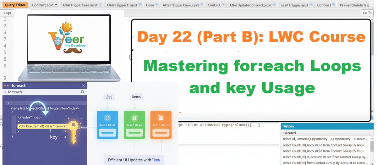 Veer_developer's tweet image. 🚀 Day 22 (Part B) LWC
📺 Watch: youtu.be/F6HWV7gYN2A
📚 LWC Playlist: youtube.com/playlist?list=…
#Salesforce #LWC #LightningWebComponents #forEach #KeyAttribute #SalesforceDev