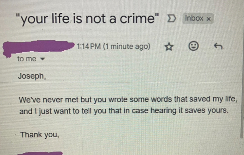This is the single best thing anyone could ever send to a writer. I'm holding back tears.