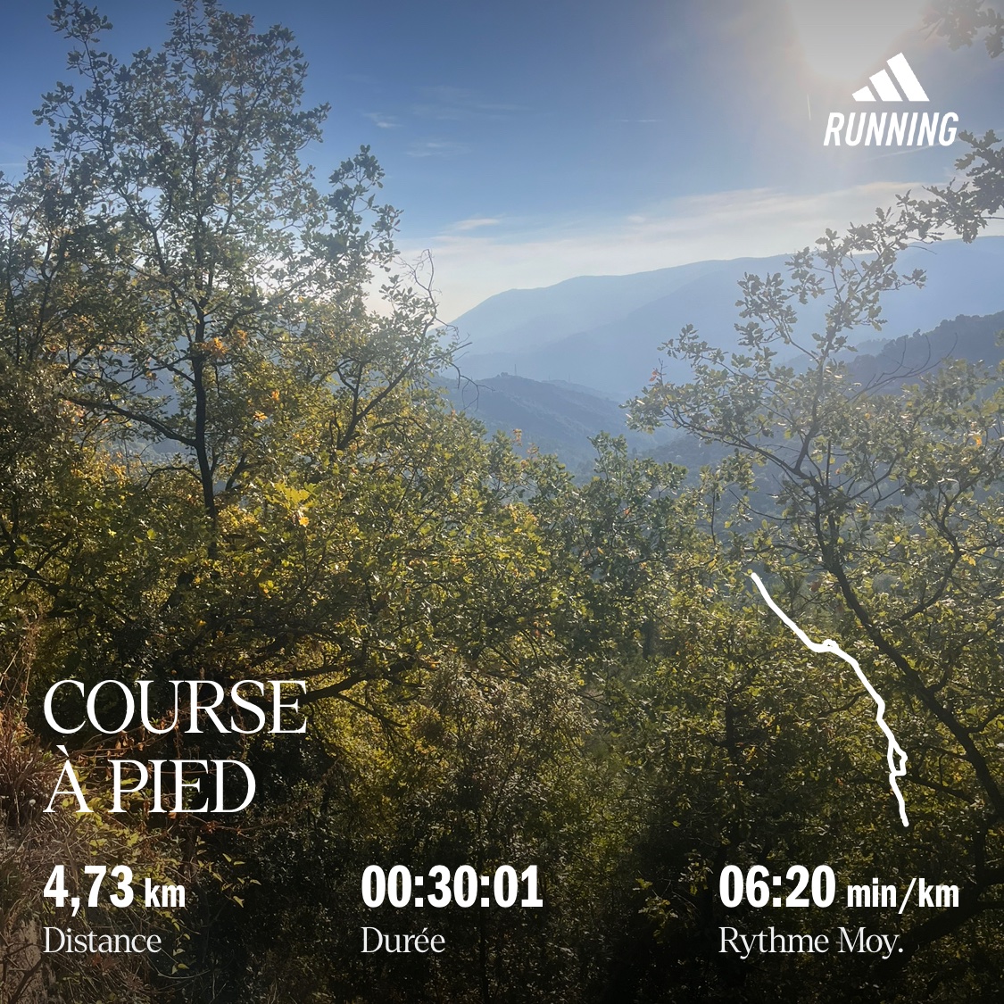 DavidSimplot's tweet image. Aujourd&apos;hui, unique sortie de la semaine, sortie courte de 30&apos; dans l&apos;arrière-pays niçois : 4,73 km à 6&apos;20&quot; par km - pas fou-fou comme performance, mais c&apos;est fait #running