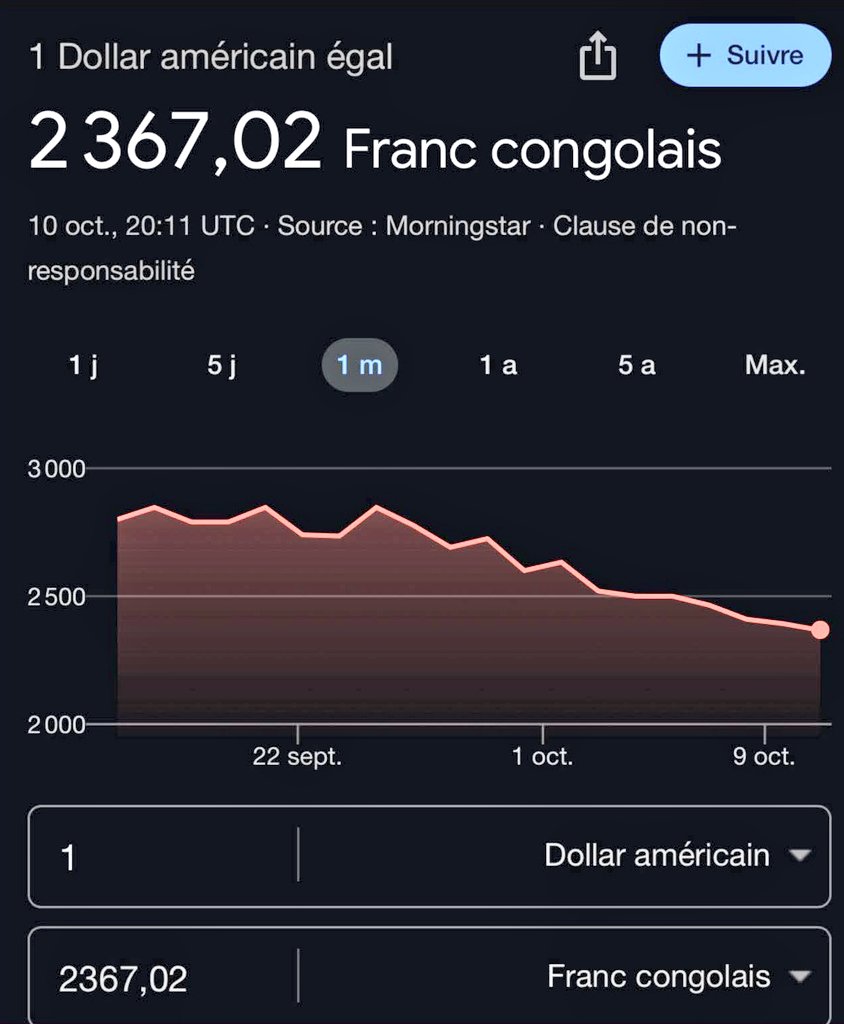 2LaRepublique's tweet image. 🚨 URGENT 

#RDC : Dans le cadre de la baisse du taux de change, la @BCC_RDC annonce la mise à disposition de ses guichets pour permettre aux Congolais d’échanger leurs dollars en francs congolais, au taux officiel en vigueur, quel que soit l’état des billets.

Nous appelons à la…