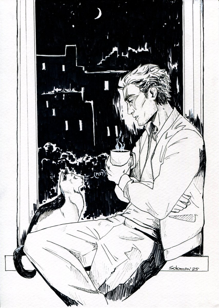 solomon_vol's tweet image. Бумажный коммиш с Володей и самым голодным котиком в мире.

#кризалис #чумнойдоктор