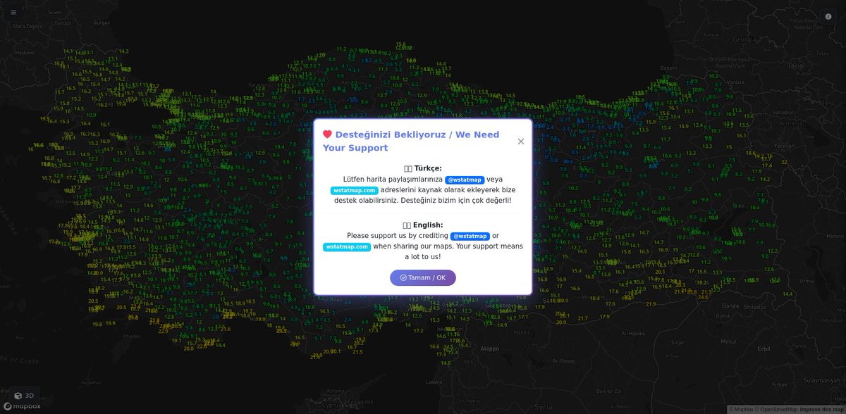 wstatmap's tweet image. 🌡 Türkiye Güncel Sıcaklık Haritası 2025-10-12 20:30
İşte ülke genelindeki son sıcaklık dağılımı! 📊
🔍 Detaylar ve daha fazlası için:  wstatmap.com #weather #map
