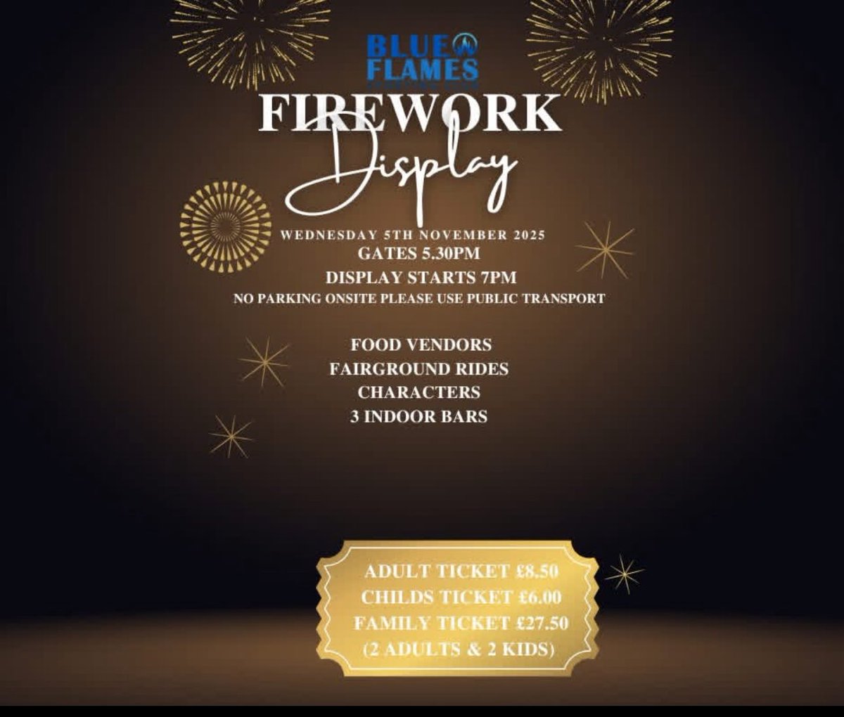 Tickets to our annual fireworks display are now on sale on our website blueflames.co.uk/fireworks-disp…   🥰