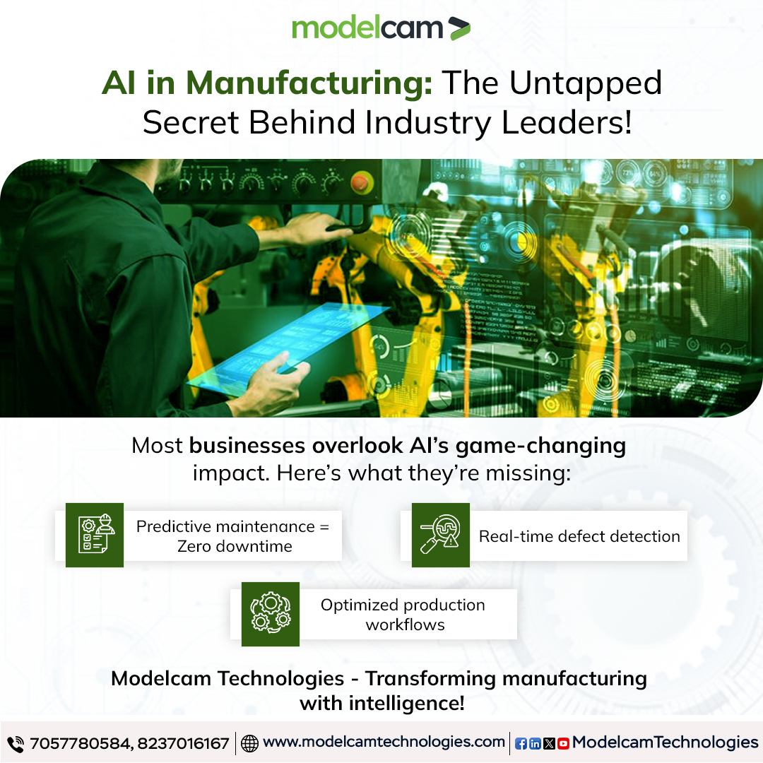 Modelcam's tweet image. AI is transforming manufacturing — but few have unlocked its full power. ⚙️
Predict, automate &amp;amp; innovate with AI-driven insights.

Explore how #ModelcamTechnologies drives smarter manufacturing: 🔗 tinyurl.com/2s4sajbs

#AIinManufacturing #Automation #AIAutomation