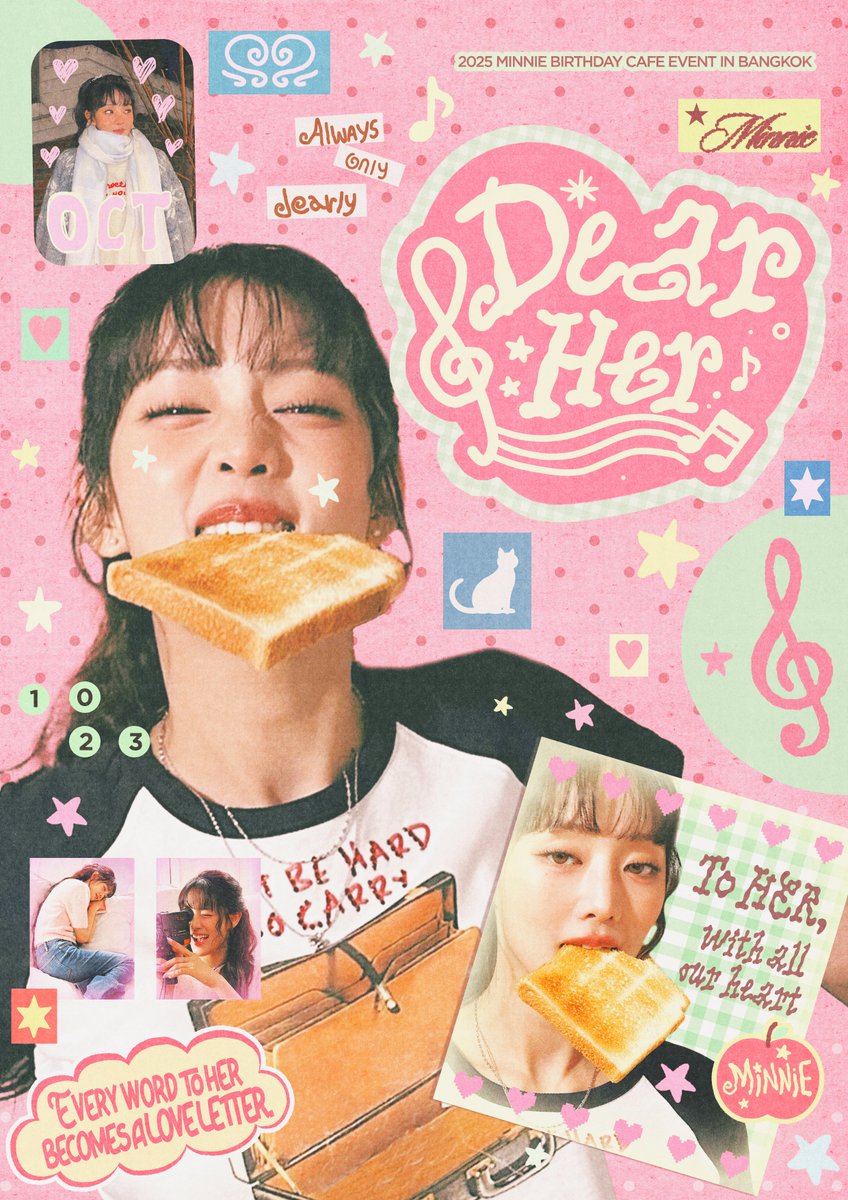 KISMET_MN's tweet photo. 𝐃𝐄𝐀𝐑,𝐇𝐄𝐑💌

2025 MINNIE BIRTHDAY CAFE EVENT in BANGKOK

🗓 10.23 - 10.25
📍 Barleklek

#민니 #MINNIE #มินนี่
#DEARHER https://t.co/klDchdgww2