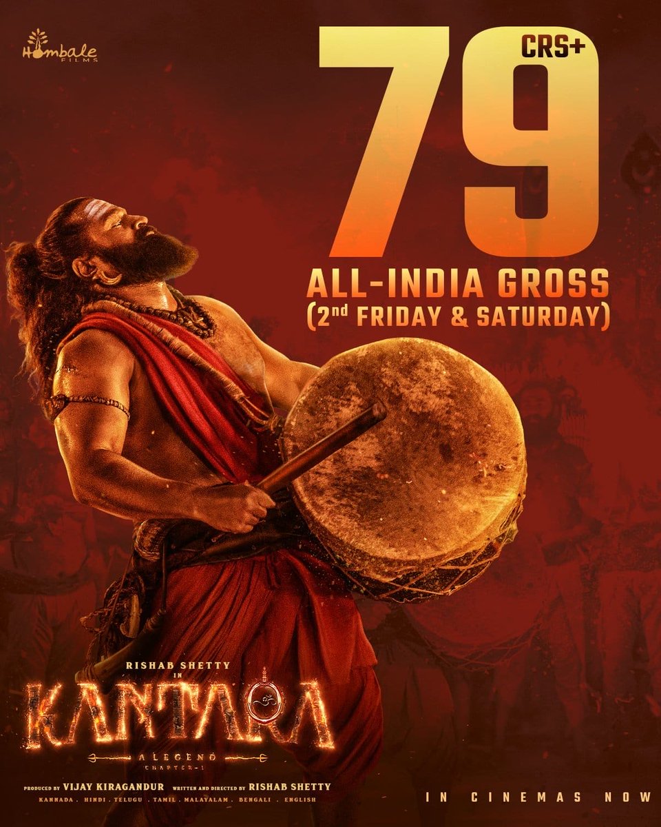 CinemaMeterOff's tweet image. It&apos;s pure blockbuster, 2nd weekend (fri, sat, sun) alone 79crs+ WW gross.

#KantaraChapter1 #Kantara 

@shetty_rishab