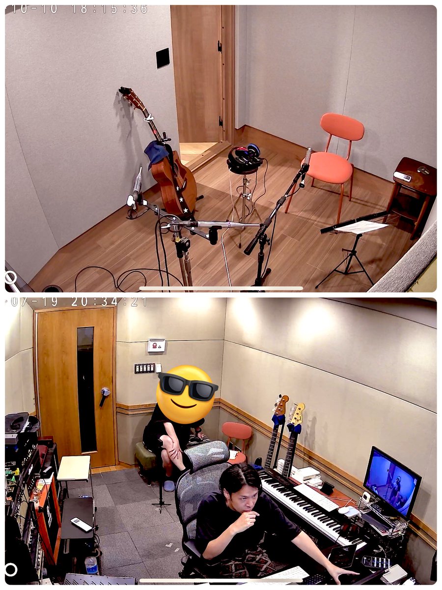 StudioHareito's tweet image. 当スタジオはブースとコントロールルームが1階と地下1階でなので、それぞれ双方向でカメラでの映像を映しています。それによってブース側でもコントロールルーム側が観れるのでボーカリスト、演奏者側の孤独感を軽減すると同時に『今何待ち？』も解消します。

#音楽スタジオ
#レコーディングスタジオ