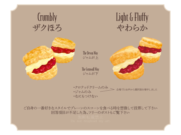 CoronaRosarum's tweet image. スコーン好きが加速したのは約20年前
四ツ橋（大阪）にあった『Tea for two』

スコーンイラストアイテムを制作しようと好きなザクほろを描きながら、ずっと気になっていた興味を再確認

やわらかなスコーンが多い気がするけれど、皆様はどんなタイプがお好みですか？

単に好奇心のアンケートです