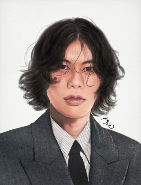 yonezunshi's tweet image. 前回のお顔アップの絵です

#米津玄師
#ibispaint
#目視模写