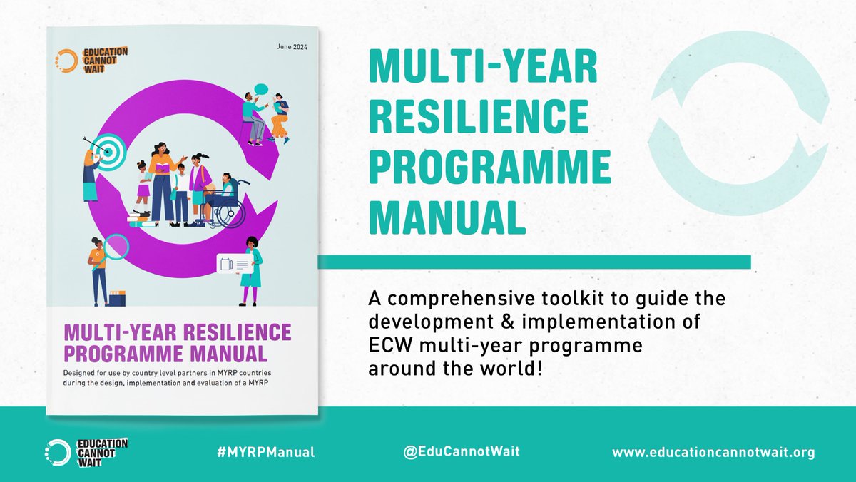 EduCannotWait's tweet image. 📘#ECW&apos;s Multi-Year Resilience Programme Manual!

Access the Manual and learn how effectively developed #MYRPs promote holistic learning outcomes, leverage additional funding &amp;amp; inspire political commitment to #EiEPC!

Learn more👉educationcannotwait.org/resource-libra… #KeepHopeAlive…