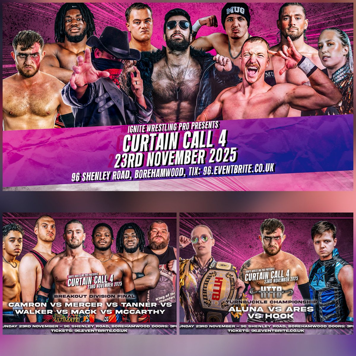 IgniteWrestlingPro (@ignitewrespro) on Twitter photo 🔥 6 Weeks Until Curtain Call 4🔥
🚨Breakout finals!
🚨Huge Triple Threat for our HTTB Title
🚨Bennett and Hook return, E M Zero Debut
So much more to come!
Tickets are selling fast with 1st and 2nd rows both very LIMITED!
🗓️ Nov 23rd
🎟️ Get Yours now eventbrite.co.uk/e/ignite-wrest… 🔥 6 Weeks Until Curtain Call 4🔥
🚨Breakout finals!
🚨Huge Triple Threat for our HTTB Title
🚨Bennett and Hook return, E M Zero Debut
So much more to come!
Tickets are selling fast with 1st and 2nd rows both very LIMITED!
🗓️ Nov 23rd
🎟️ Get Yours now eventbrite.co.uk/e/ignite-wrest…