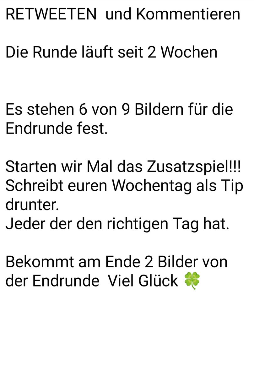 Retweeten und Kommentieren 

Die 3 führenden Bilder liegen bei 23x und 2x 22x 

Viel Glück 🍀