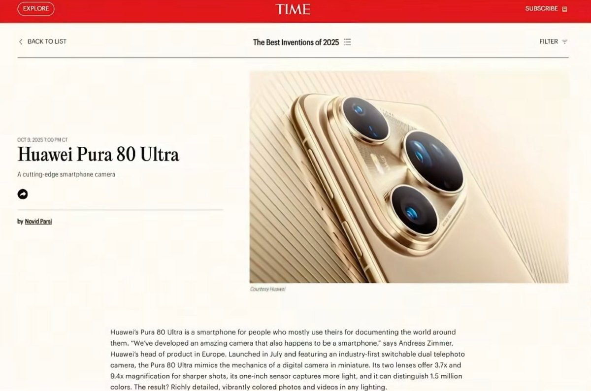 qwqwqwqw478365's tweet image. 制裁を受けているHuaweiがまだニューヨーク・タイムズに載るなんて、Huaweiの価値を感じる。Xiaomiは相変わらずコピーキャットとして嘲笑されている。
#Huawei #pura80ultra