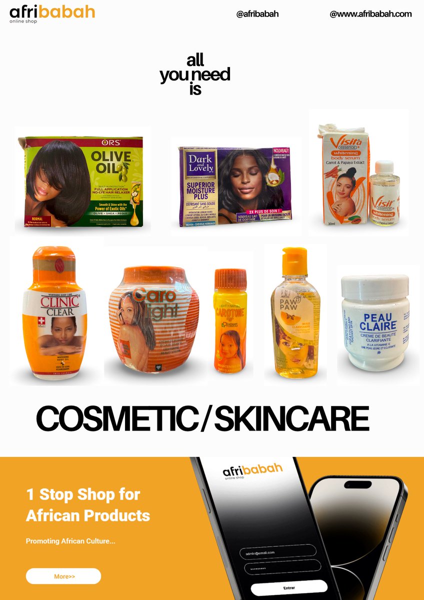 afribabah's tweet photo. All you need and get it delivered to your doorstep.. 

Checkout cosmetic and skincare products on https://t.co/axSblS9VFR

#afribabah #AfricanBeauty https://t.co/W1wd6y3wBW