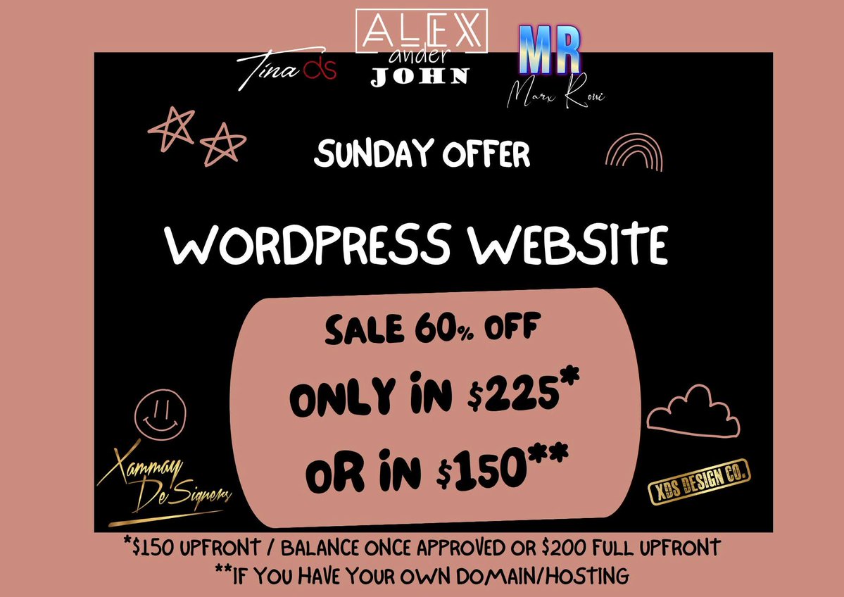 xammaydesigners's tweet image. SUNDAY WORDPRESS WEBSITE SALE!

Get a stunning WordPress website for your business at an unbeatable price!
60% OFF Limited Time 
!

Don&apos;t miss out on this incredible deal! Contact us to grab yours! 

VALID TODAY....

#WordPressWebsite #WebDevelopment #LimitedTimeOffer #WebDesign