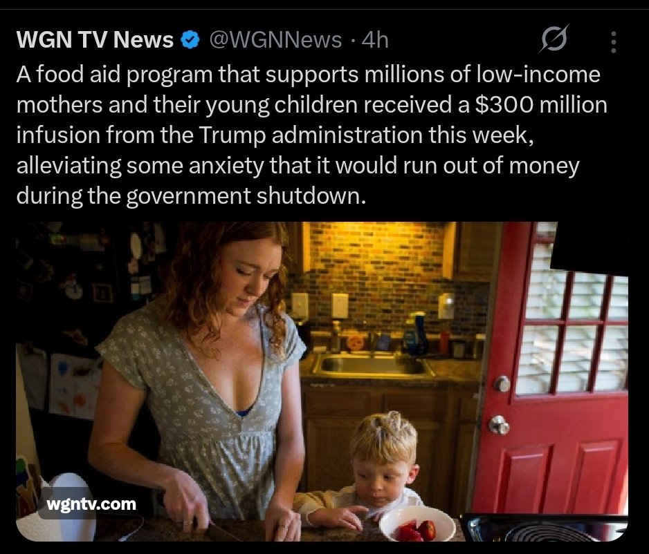 Thank you President Trump for helping low-income Women and Children during the Democrats shutdown. 

<a href="/POTUS/">President Donald J. Trump</a> <a href="/VP/">Vice President JD Vance</a>