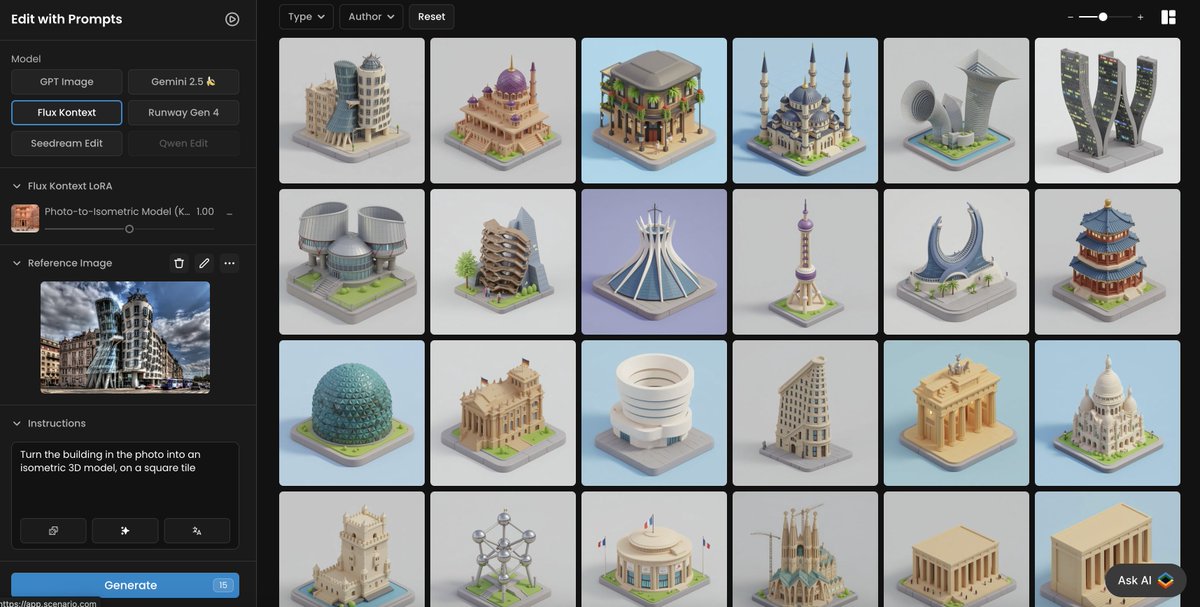 emmanuel_2m's tweet image. I trained a custom model (Flux Kontext LoRA) that transforms any photograph of any building into the same isometric tile style, every time.
All using just one simple prompt.
How-to guide below 👇 (4 steps)