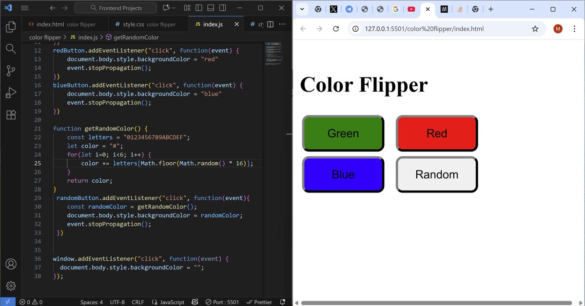 77_shariq's tweet image. &quot;Some people change their colors more than my Random Color Flipper. And somehow, it’s still shocking 🎨💀&quot;
didn&apos;t have much energy today but also didn&apos;t wanted to loose consistency, so created this small project from scratch

#webdev #buildinpublic #LearnInPublic #fullstack