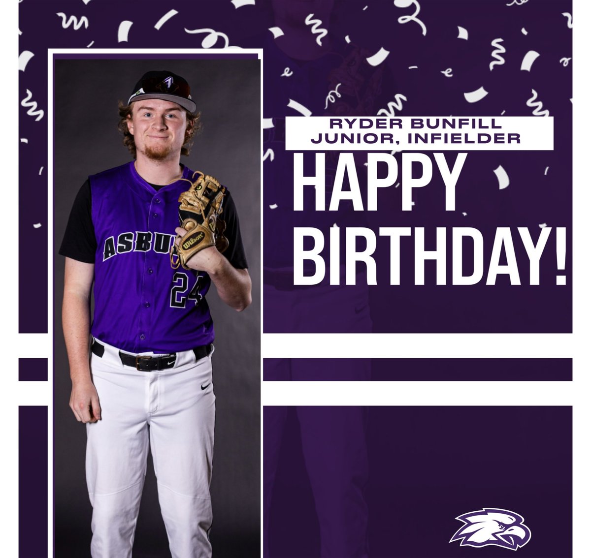 Join us in wishing a Happy Birthday to Junior infielder, Ryder Bunfill! 🎂 Hope it’s a great one, Ryder! 💪💜⚾️ #AUBrothers4Life