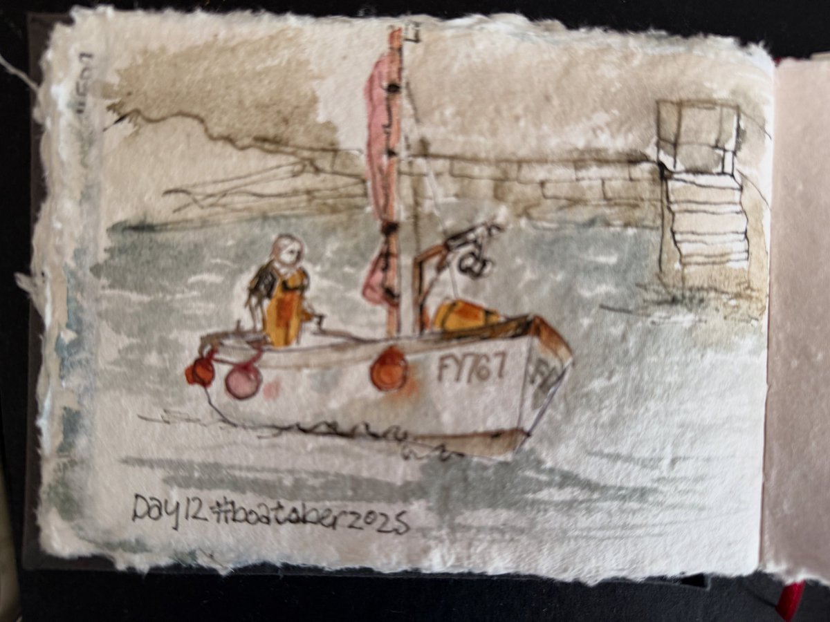 staithesartist's tweet image. Day 12 #boatober2025 A lovely #Cornish scene for today’s #challenge from @doug_jackson_artwork