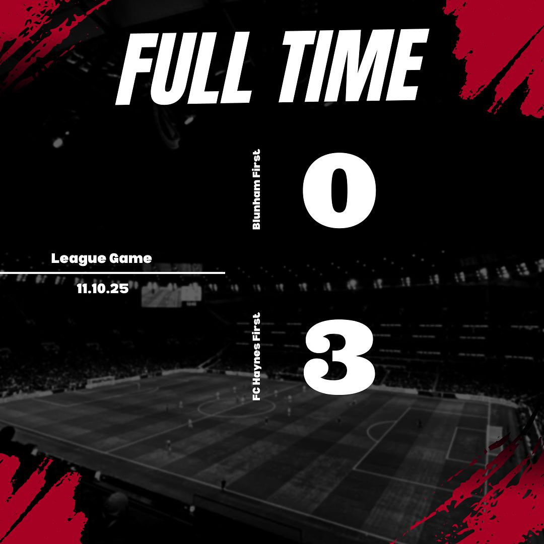 ⚽ FULL TIME ⚽

A disappointing result on the road as we fall to defeat against FC Haynes.
Plenty to learn from as we regroup and look to respond next weekend 💪

🔴⚫ Keep pushing, Blunham!

#BlunhamFC #UpTheBlunham #FullTime #Matchday #LocalFootball