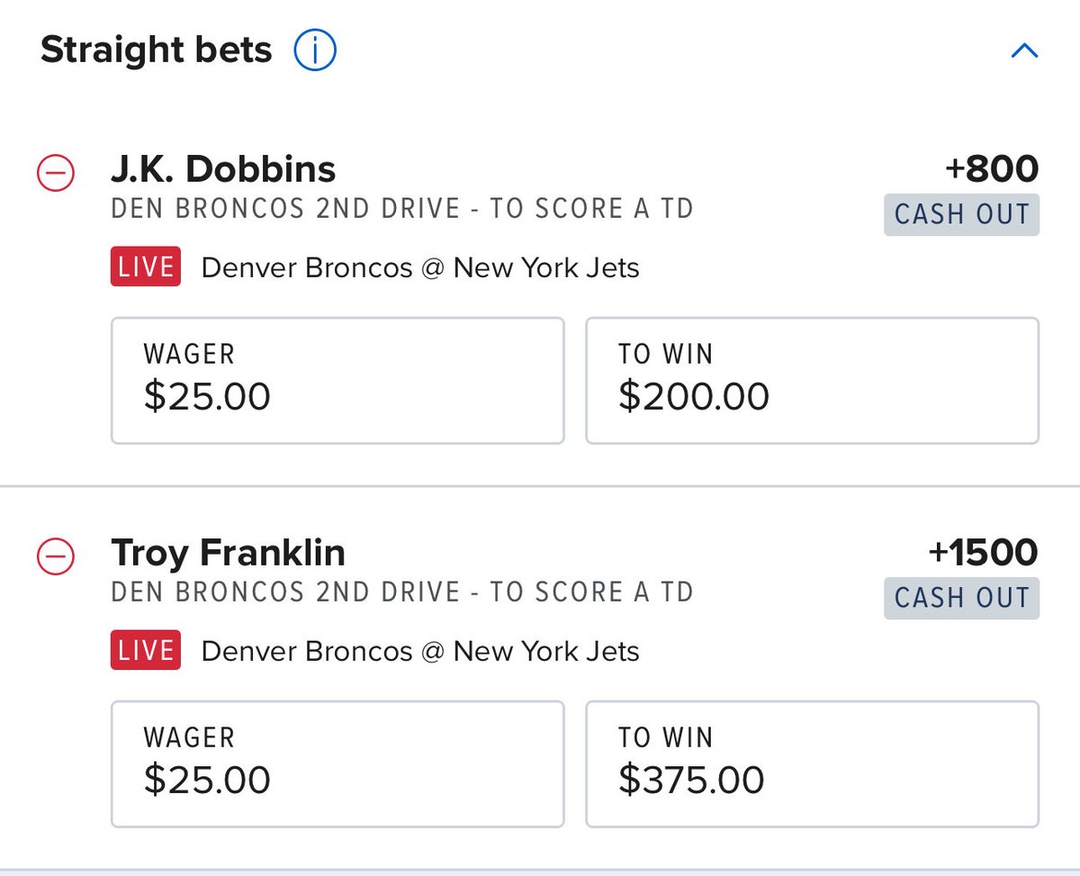 MaxBBets's tweet image. 📺 LIVE VALUE BETS ALERT 🚨

Saw the numbers and had to fire 💥
Broncos 2nd Drive TD scorers:

✅ J.K. Dobbins +800 ($25 ➜ $200)
✅ Troy Franklin +1500 ($25 ➜ $375)

This is where live betting prints 🧠💰
#NFL #LiveBetting #ValueHunting #BroncosCountry #GamblingX #SportsBetting