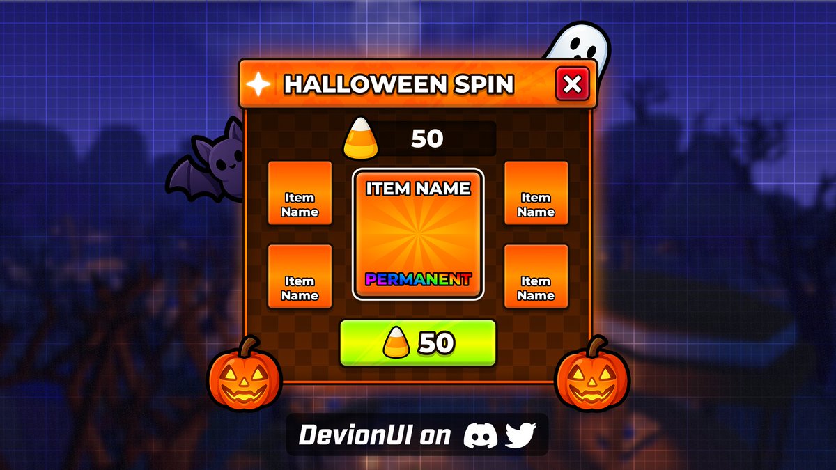 DevionUI's tweet image. 🎃Preparing your game for Halloween?   

✅Comms Open Again | Discord : devionui 

#ROBLOX #RobloxUI #RobloxDev