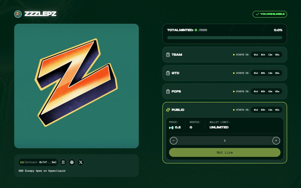 GborSzakl1's tweet image. 💥 Mint Alert! 💥
Like ❤️, RT 🔁 &amp;amp; Follow 👉 @GborSzakl1
 &amp;amp; @MariannCso1714

🚀 zzzworld.fun launching soon on
🔗 hyperlaunch.drip.trade/collections/zz…
Don't miss the mint – be early⏳

#NFT #Hyperlaunch #Mint #Crypto #Hyperliquid