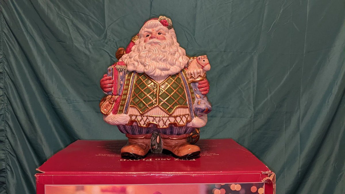 St Nick Fitz &amp; Floyd Cookie Jar with Original Packaging Vintage etsy.me/3Wmh325 via <a href="/Etsy/">Etsy</a> #FitzandFloyd #Cookie #storage #Christmas #kitchen #homedecor #Etsyshop #Etsyvintage #vintage
