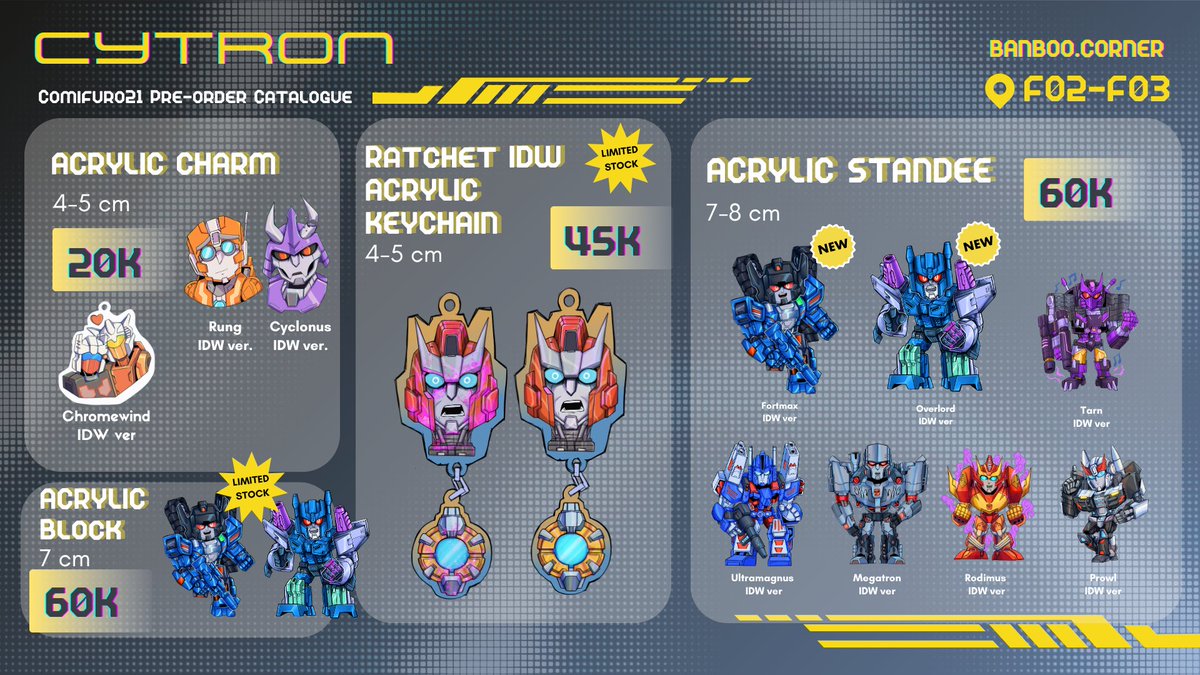 BATCH 2 COMIFURO PRE ORDER ROLL OUT! 
forms.gle/1gBVwiYX7UkP5H…

📍BANBOO CF XXI-[F02-F03]  
📦 Pick Up both days &amp; Mail Order
📷12-25 October
Fandom: Transformers, Overwatch2, Marvel
.
#transformers #comifuro21 #comifuro21catalog #maccadams #CFxxicatalog #cfxxi