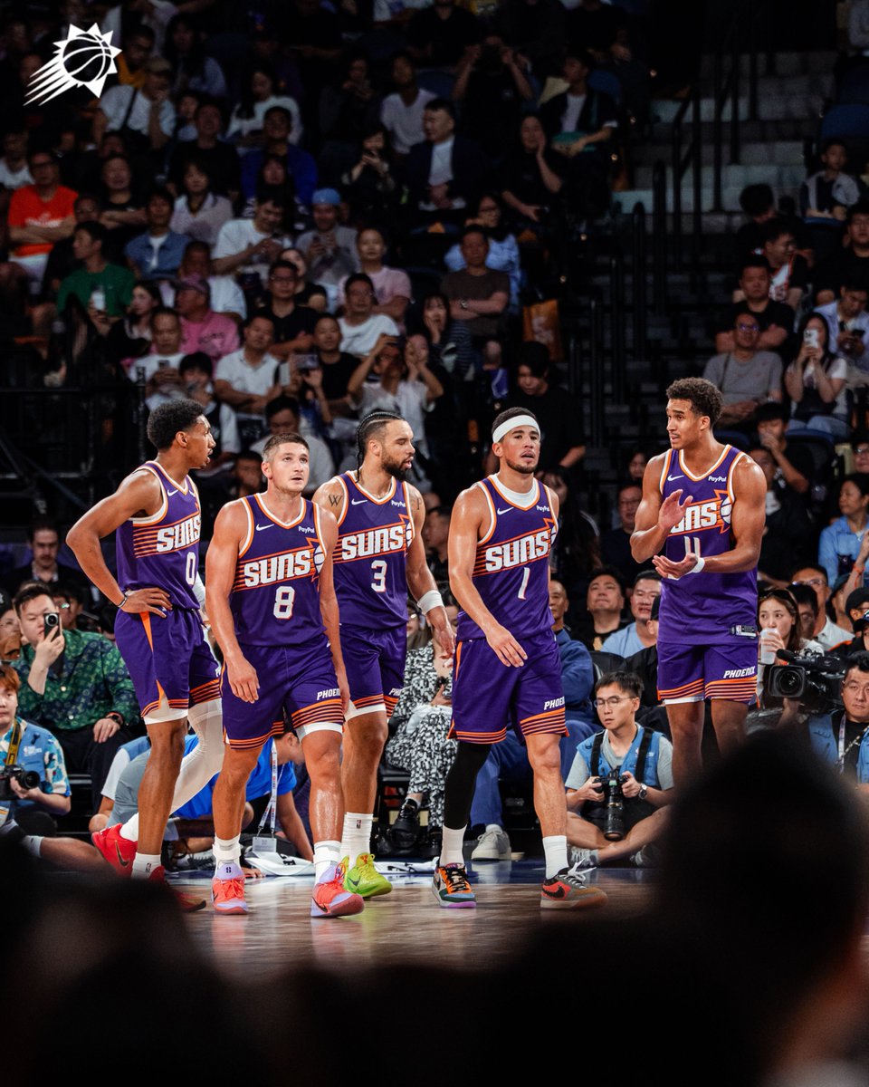 Numbers from today's preseason game 📊

Booker: 18 PTS, 5 AST, 5 REB, 1 STL
Brooks: 12 PTS, 2 REB, 1 AST, 1 STL
Ighodaro: 12 PTS, 5 REB, 3 AST, 1 STL
Richards: 11 PTS, 5 REB, 2 AST, 1 BLK
O'Neale: 9 PTS, 4 REB, 3 AST, 1 BLK
Allen: 9 PTS, 3 REB, 3 AST, 3 BLK
Gillespie: 8 PTS, 2 