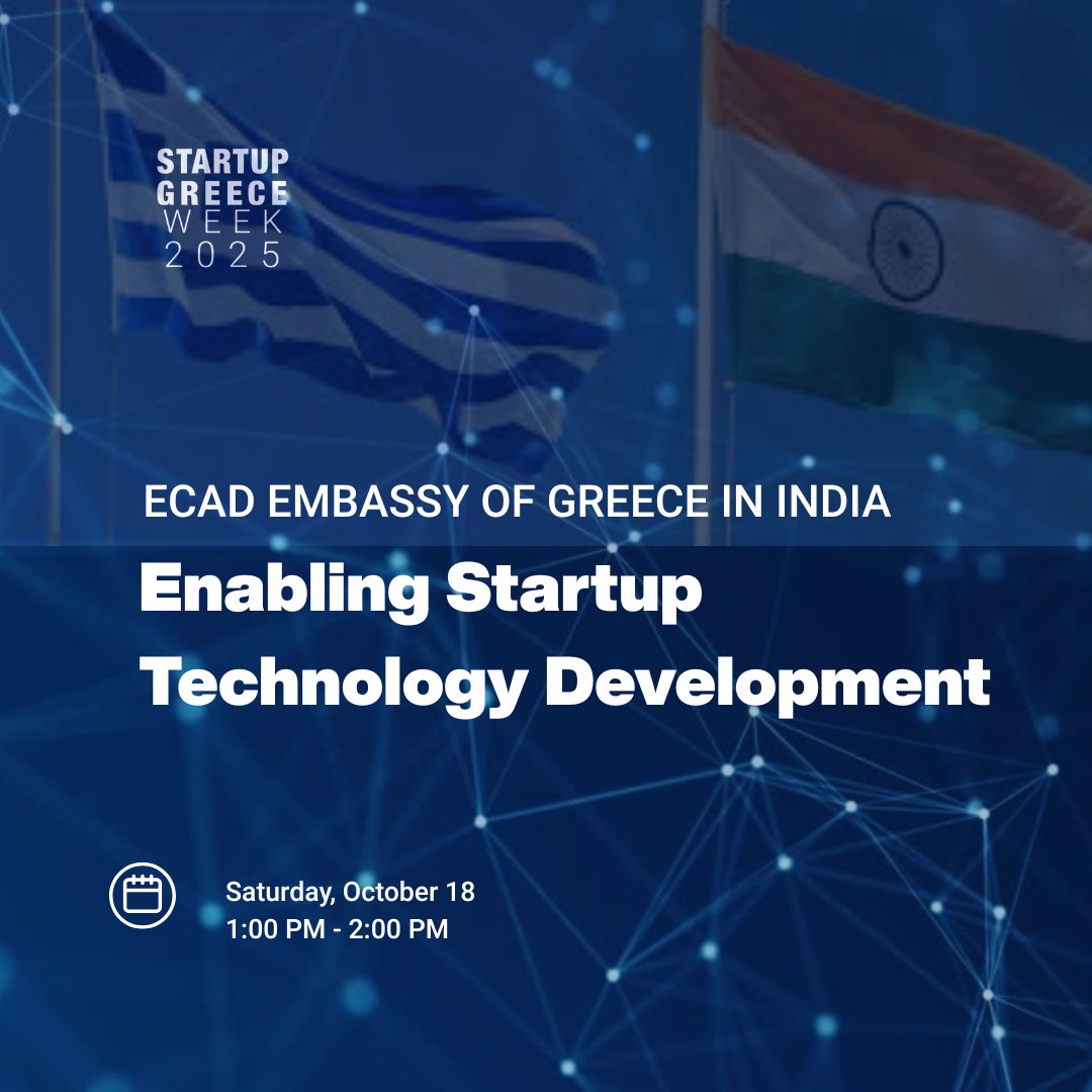 🌟Co-organized by ECAD Embassy of Greece in India  🌟

Excited to collaborate with The Embassy of Greece in India as a co-organizer for #StartupGreeceWeek2025.

🔗 Register now: luma.com/vls4cv7j 

  #SGW2025