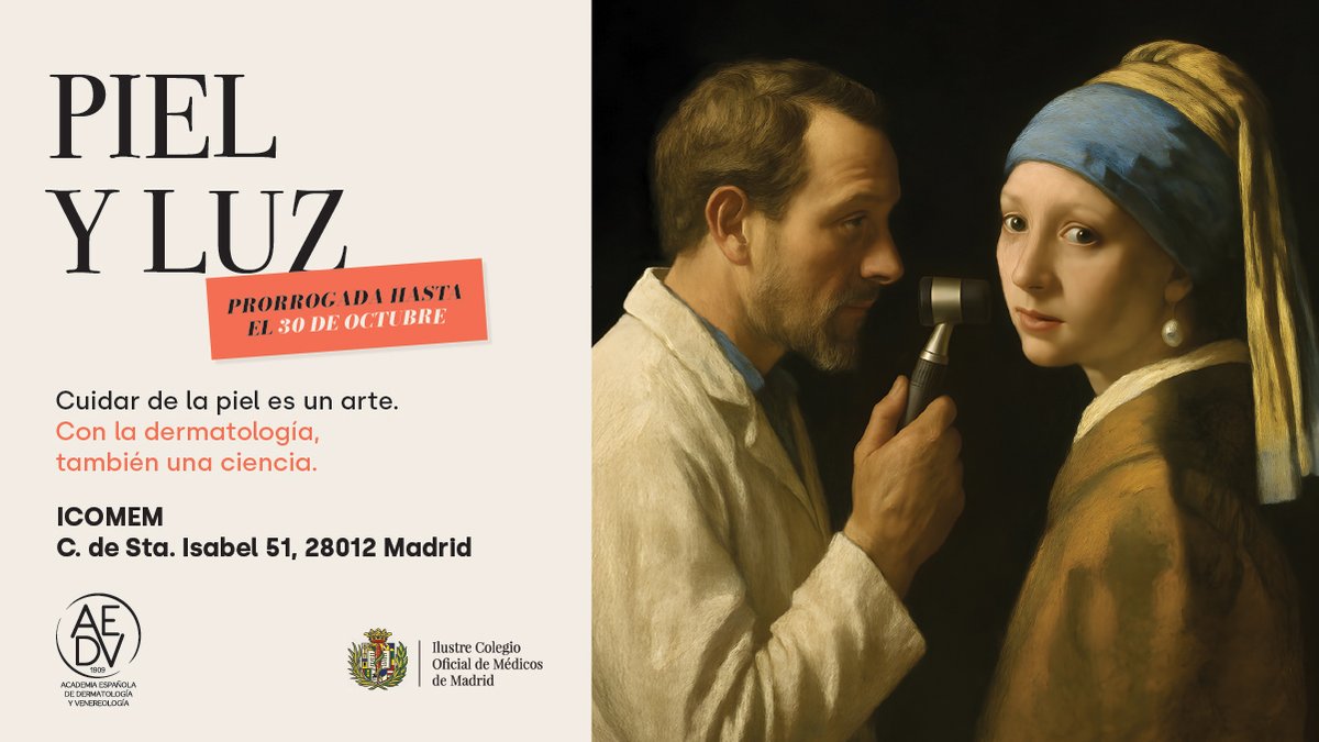 ¡Prorrogada hasta el 30 de octubre!
Arte e Inteligencia artificial se unen para mostrar la importancia del cuidado de la piel y la dermatología.
En el <a href="/Icomem_Oficial/">ICOMEM</a> 
   
🎟️ Entrada libre
f.mtr.cool/jhdzfiqqyq

#pielyluz #dermatologiayarte