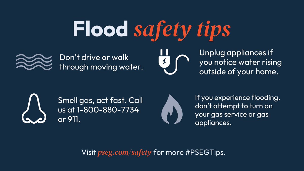 PSEGdelivers's tweet image. And be sure to keep our #FloodSafety #PSEGTips in mind, as well.