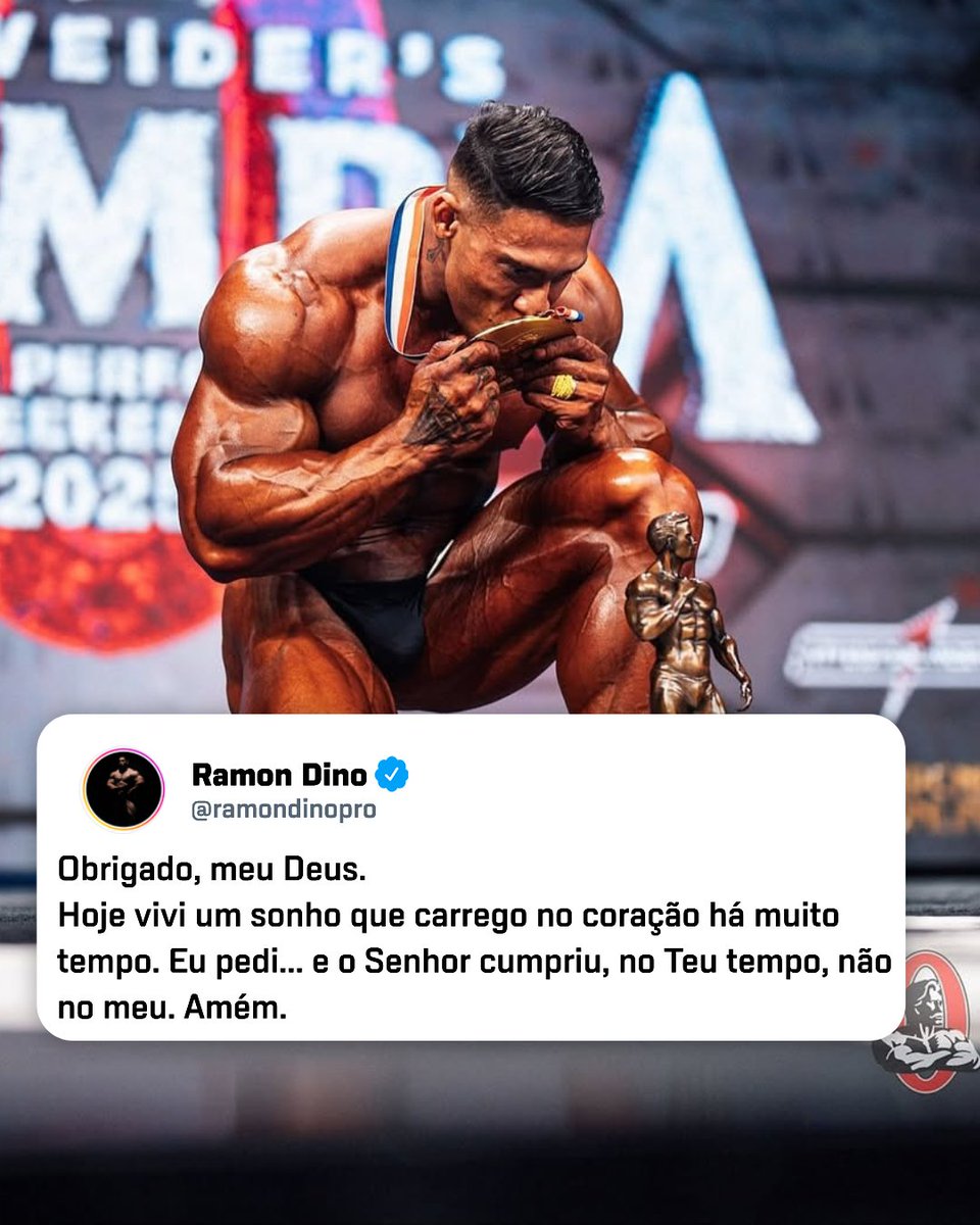 MERECEDOR! 🦖🥹 Essas foram as palavras de Ramon Dino após se tornar campeão do Mr. Olympia. 

#RamonDino #mrolympia