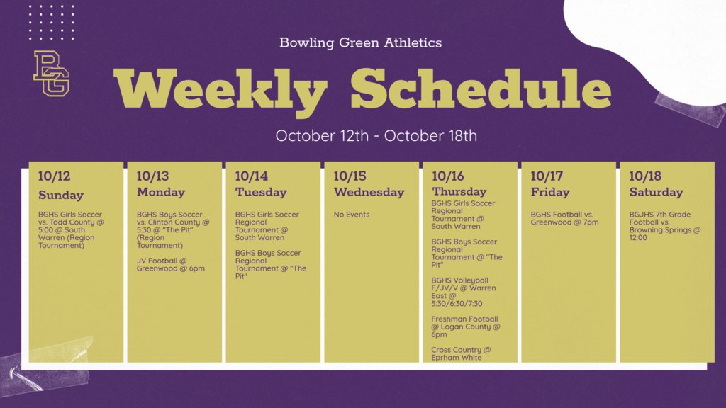 Get out and support your Purples this week! Go Purples!