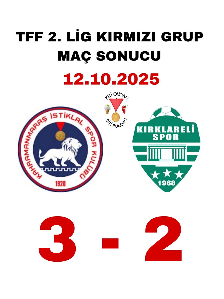 Kahramanmaraş İstiklal Spor futbol kulübümüz bugün evimizde Kırklarelispor karşısında 3-2 galip geldi. Mücadele nefes kesti Tebrikler Edeler 👏😎