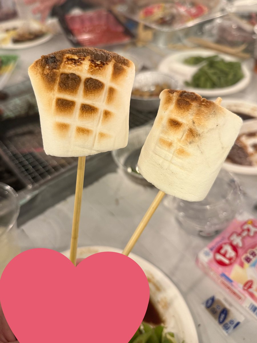 ひみちゃんとBBQたのしい⊂( ᴖ ̫ᴖ )⊃マシュマロこの前より上手く焼けた！！秋服のひみちゃん好きだ🙂‍↕️🙂‍↕️