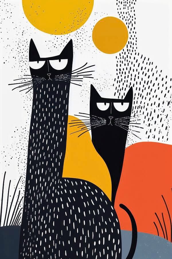 Retro Cool Cats in the Sun. Wall Art Prints: matthias-hauser.pixels.com/featured/retro… #cat #animals