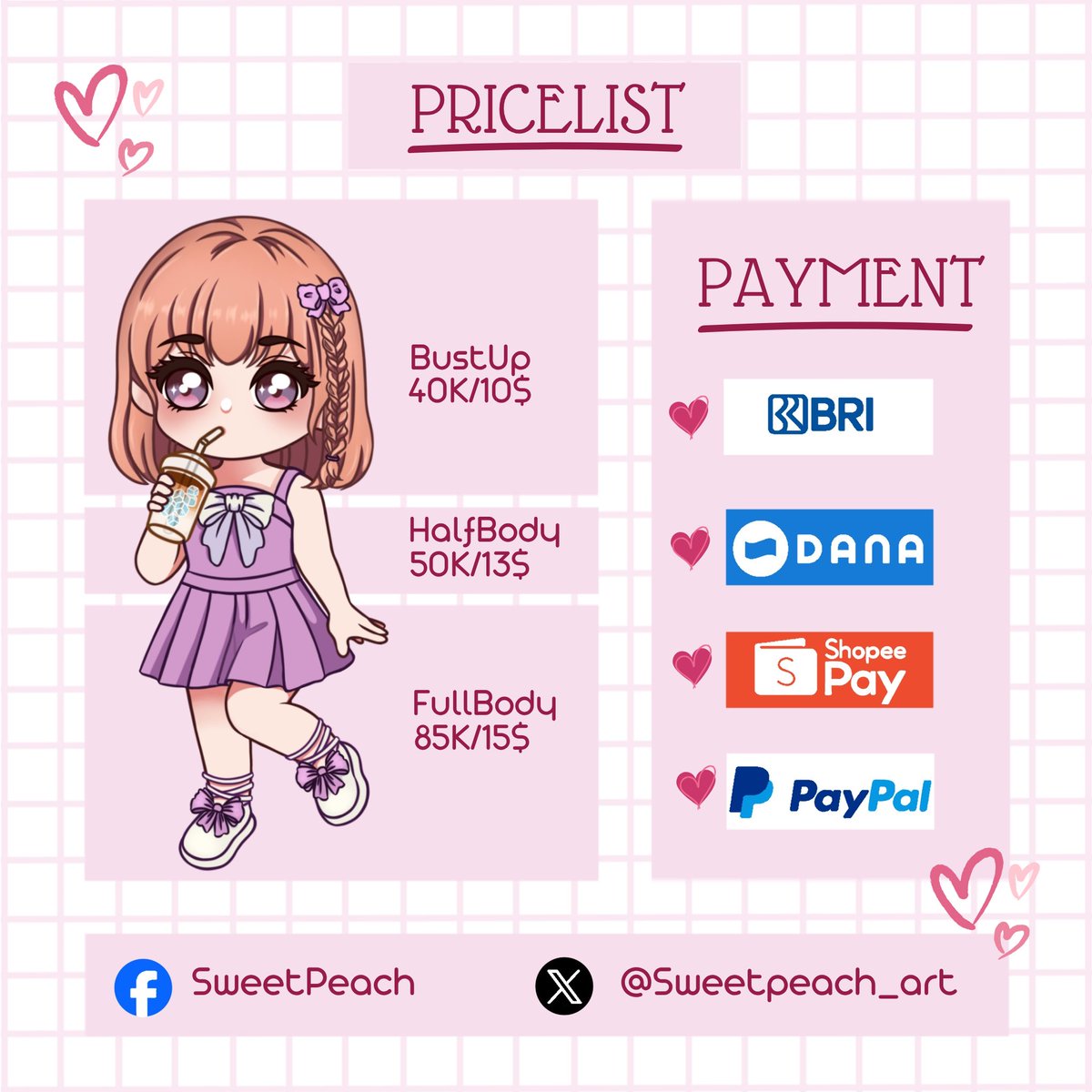 Sweetpeach_art's tweet photo. [OPEN COMMISSION]
Hello Sweetpeach Open Chibi Commission, setelah sekian purnama ✨
[Rts and Likes are appreciated ♡]

#wts #art #commissionsopen #opencommission #Commission  #commissionsopens #chibiart #artistIndonesia #ArtistOnTwitter #artidn #zonakaryaid https://t.co/nsmehurkXN