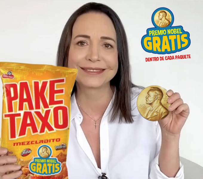 Cada meme que veo de María Corina Machado y su nobel de la Paz son mejores uno que otro.