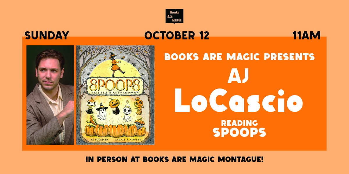 topshelfcomix's tweet image. It's not too late to get a signed copy #Spoops!

Join @AJLoCascio for a signing of your next favorite timeless #Halloween tale. 

At Books are Magic IN ONE HOUR!

Get tickets: ow.ly/CslR50X85Ei

#KidsBooks #ChildrensBooks #PictureBooks #SpoopsTheLittleSpiritsofHalloween