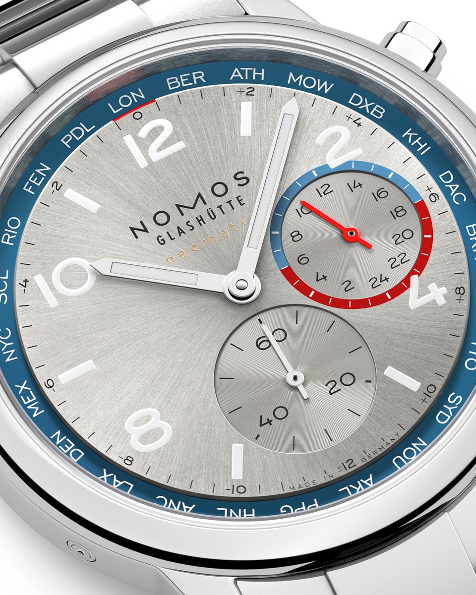 nomosglashuette's tweet image. Club Sport neomatik #Worldtimer silver keeps you organized—around the world and in two time zones at once. 

nomos-glashuette.com